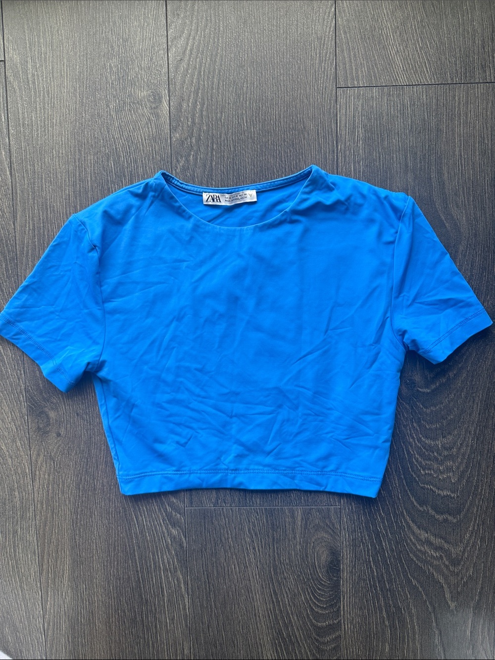 Zara Bright Blue Cropped Tee